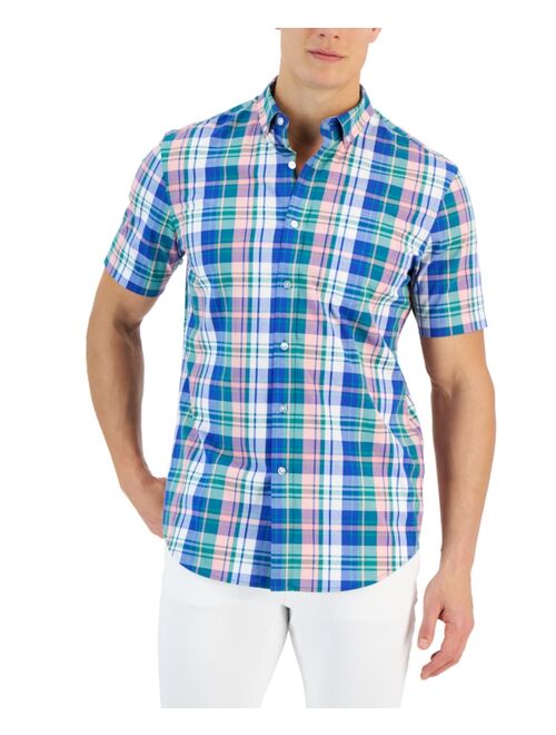 Club Room Crown Classic-Fit Plaid Button-Down Poplin Shirt, Created for Macy's