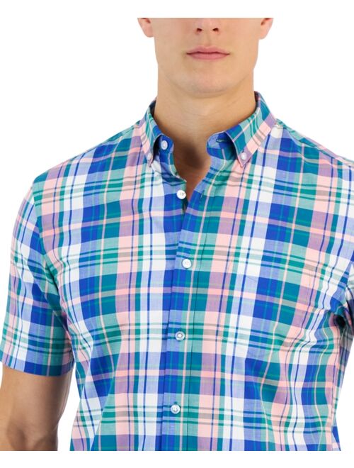 Club Room Crown Classic-Fit Plaid Button-Down Poplin Shirt, Created for Macy's