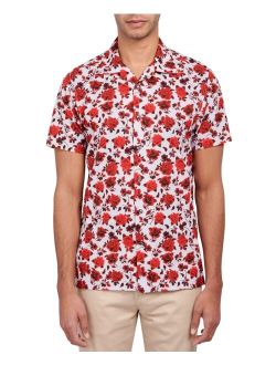 Society of Threads Men's Slim-Fit Non-Iron Performance Stretch Floral-Print Camp Shirt