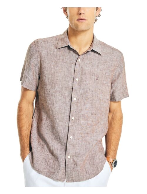 Nautica Men's Classic-Fit Solid Linen Short-Sleeve Shirt