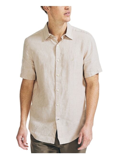 Nautica Men's Classic-Fit Solid Linen Short-Sleeve Shirt