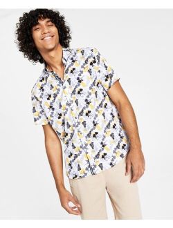 Society of Threads Men's Slim-Fit Performance Stretch Floral Print Short-Sleeve Button-Down Shirt