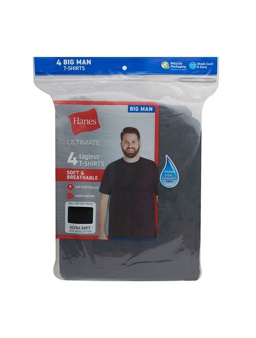 Big & Tall Hanes Ultimate Cool Comfort FreshIQ Crewneck T-Shirt 4-Pack