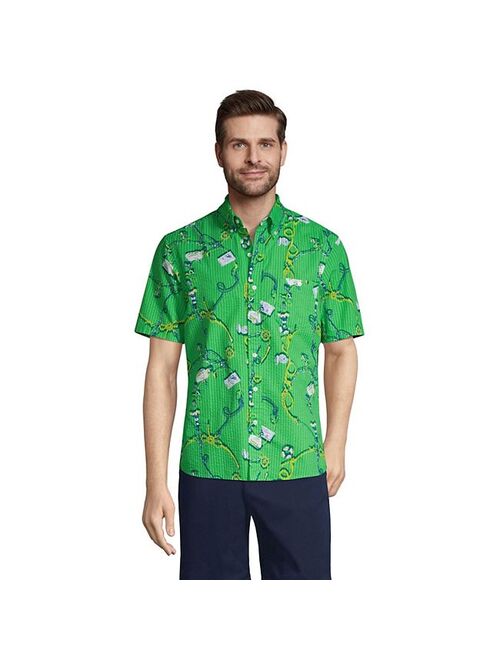 lands end Men's Lands' End Button-Down Seersucker Shirt