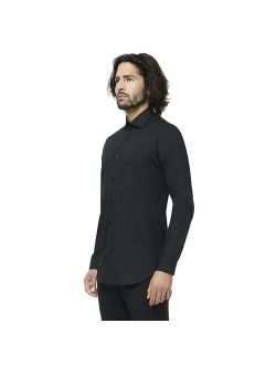 Polyester Solid Long Sleeve Modern-Fit Dress Shirt