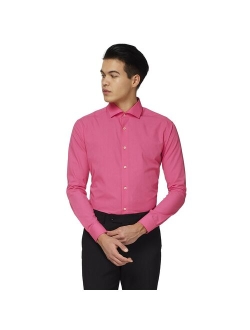 Polyester Solid Long Sleeve Modern-Fit Dress Shirt