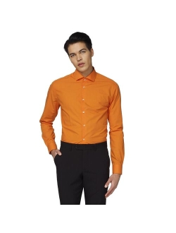 Polyester Solid Long Sleeve Modern-Fit Dress Shirt