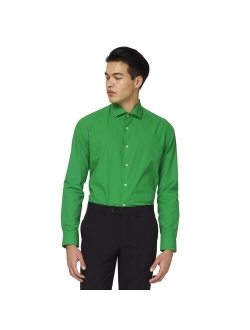 Polyester Solid Long Sleeve Modern-Fit Dress Shirt