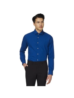 Polyester Solid Long Sleeve Modern-Fit Dress Shirt