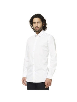 Polyester Solid Long Sleeve Modern-Fit Dress Shirt