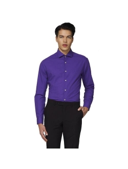 Polyester Solid Long Sleeve Modern-Fit Dress Shirt