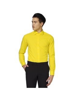 Polyester Solid Long Sleeve Modern-Fit Dress Shirt