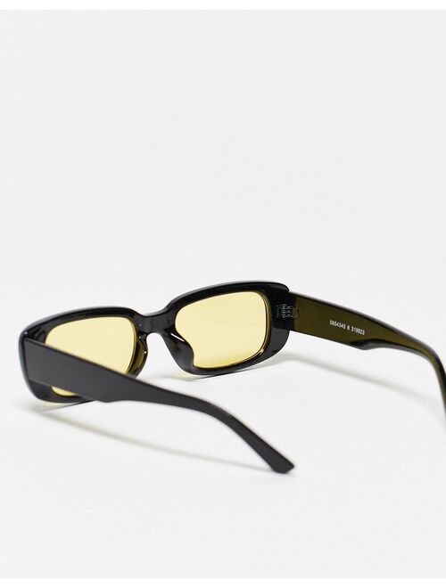 Monki rectangle sunglasses with tinted lens in black