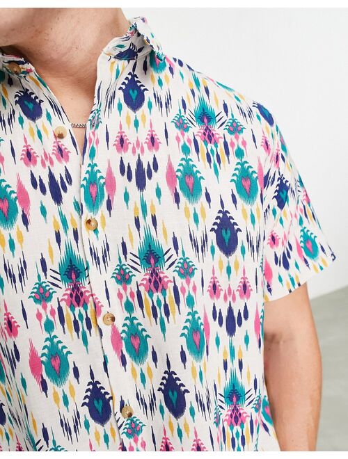 ASOS DESIGN relaxed shirt in pattern multi color print