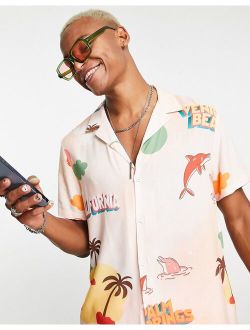 relaxed revere shirt in Venice beach print