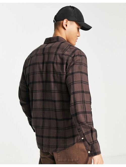 ADPT oversized flannel check shirt in brown