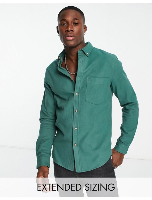 ASOS DESIGN brushed oxford shirt in cotton blend in bottle green