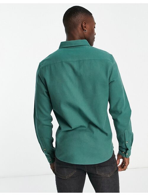 ASOS DESIGN brushed oxford shirt in cotton blend in bottle green