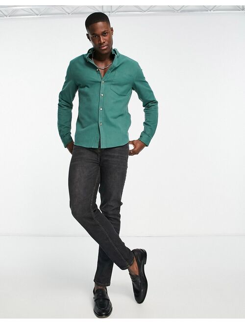 ASOS DESIGN brushed oxford shirt in cotton blend in bottle green