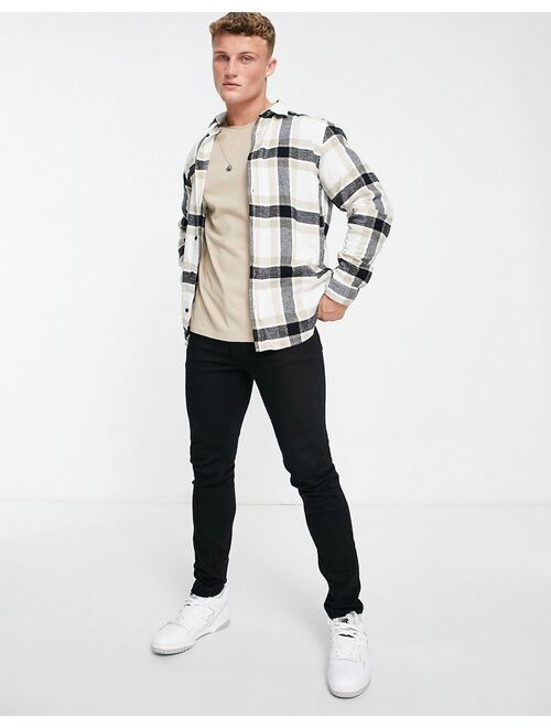 Jack & Jones Originals check flannel shirt in beige