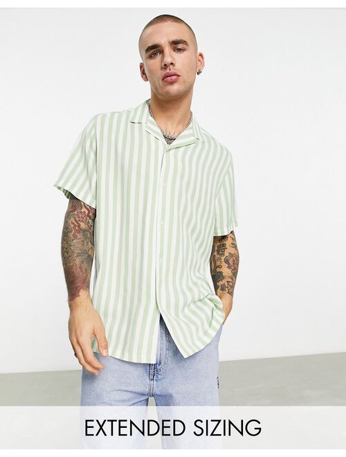 ASOS DESIGN revere stripe shirt in green