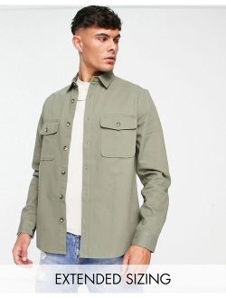 cotton shacket in khaki