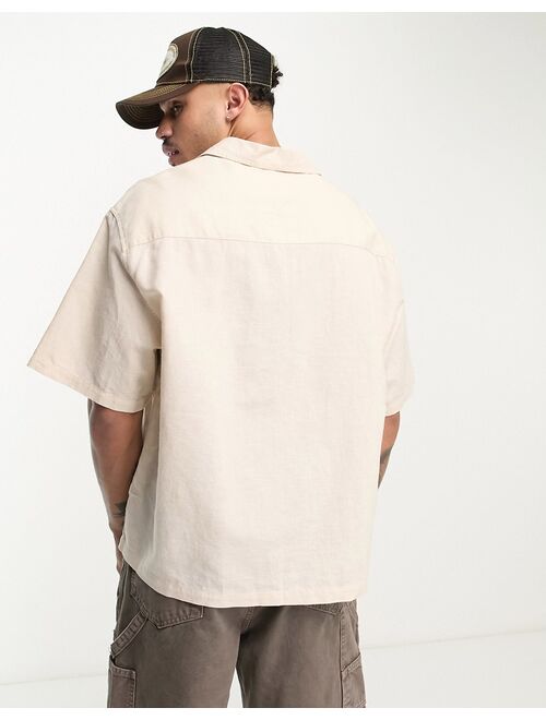 ASOS DESIGN boxy oversized linen shirt in stone