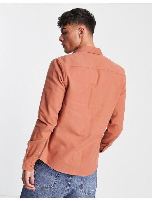 ASOS DESIGN brushed oxford shirt in copper brown