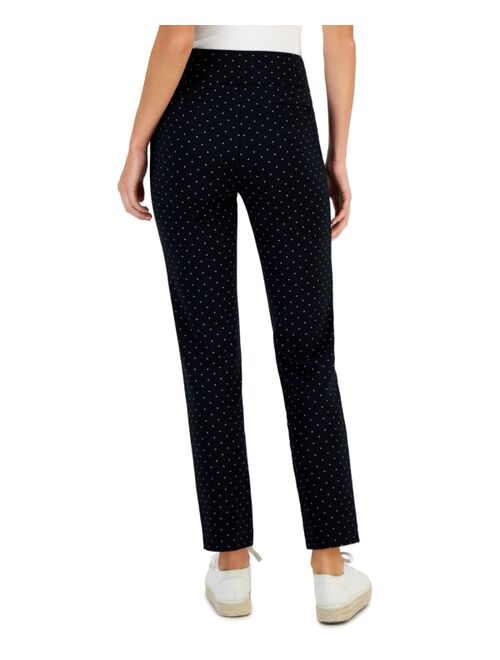 CHARTER CLUB Women's Afternoon Dot-Print Cambridge Ponte-Knit Pants, Created for Macy's