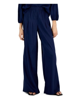 Women's High-Rise Pleated Wide-Leg Linen Pants, Created for Macy's