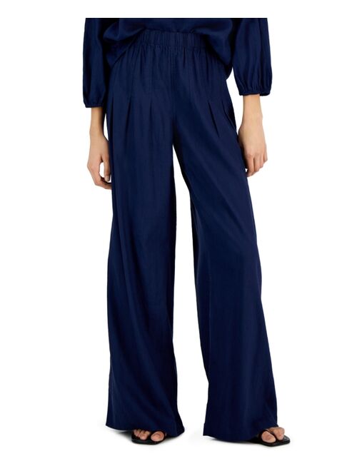 INC INTERNATIONAL CONCEPTS Women's High-Rise Pleated Wide-Leg Linen Pants, Created for Macy's