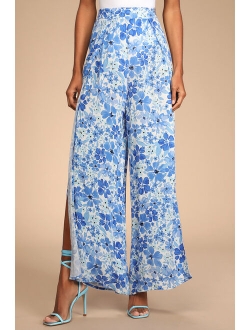 Living Breezy Black Multi Floral Print Wide-Leg Pants