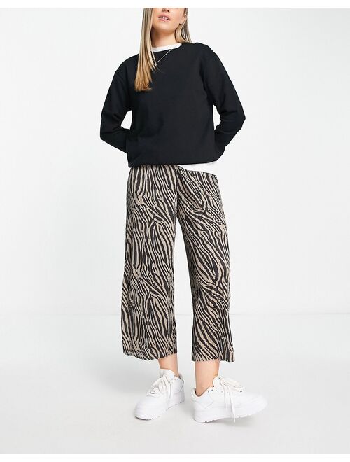 ASOS DESIGN plisse culotte pants in animal