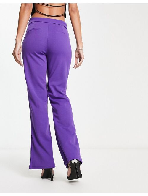 Y.A.S tailored wide leg pants with zip front in purple