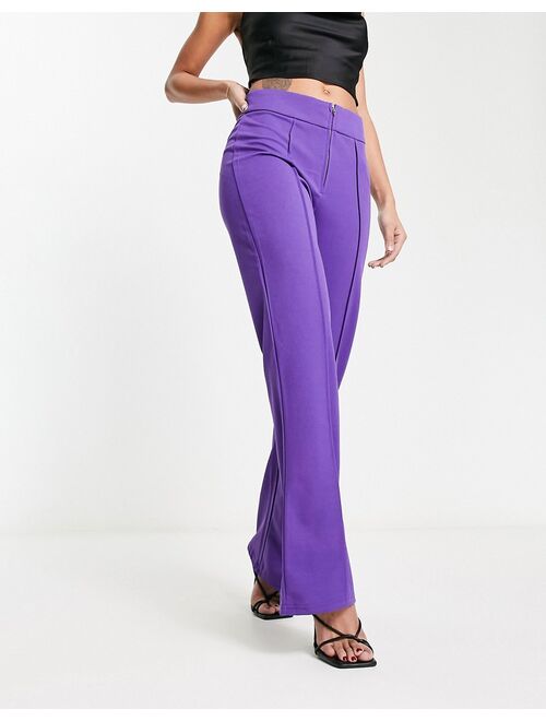 Y.A.S tailored wide leg pants with zip front in purple