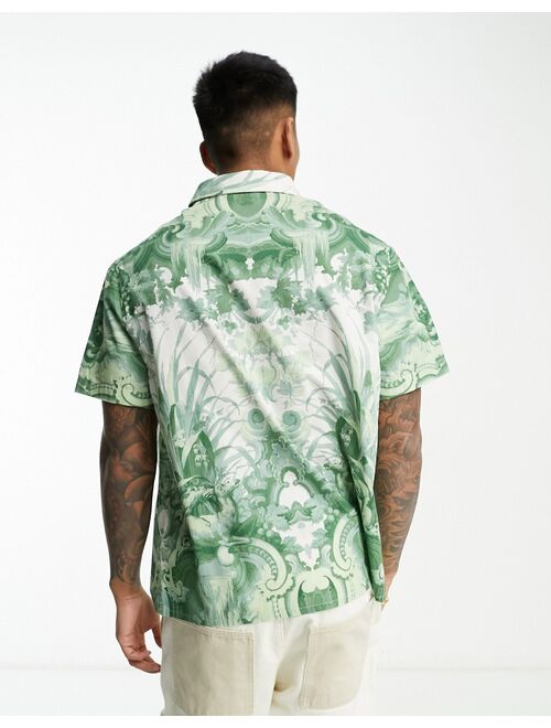 ASOS DESIGN relaxed shirt with placement print in green