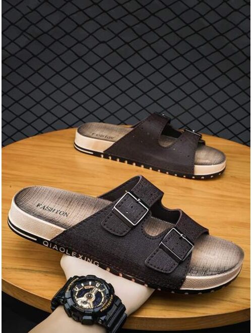 Men Buckle Decor Footbed Sandals