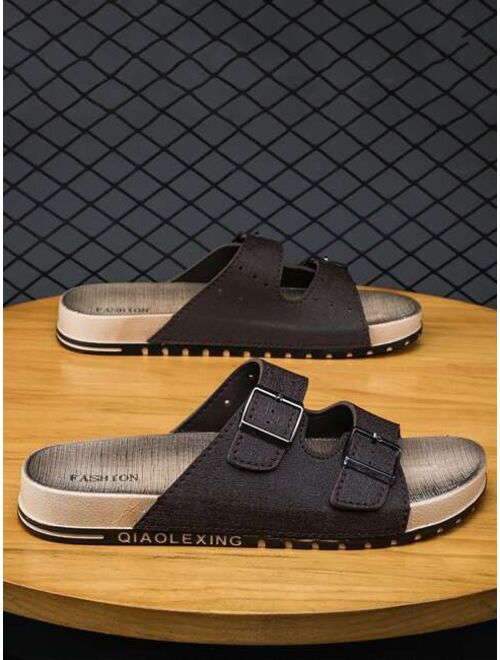 Men Buckle Decor Footbed Sandals