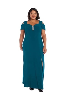 Women's One Piece Long Missy Cold Shoulder Gown