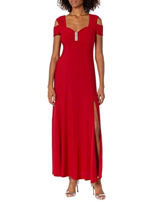 R&M Richards Women's One Piece Long Missy Cold Shoulder Gown