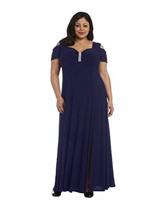 R&M Richards Women's One Piece Long Missy Cold Shoulder Gown