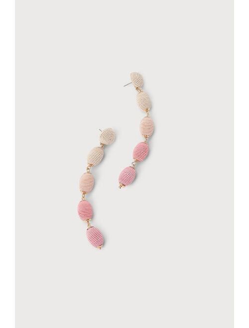 Lulus Always Amused Pink Ombre Threaded Drop Earrings