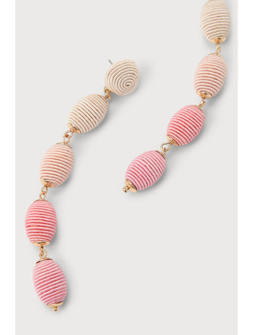 Lulus Always Amused Pink Ombre Threaded Drop Earrings