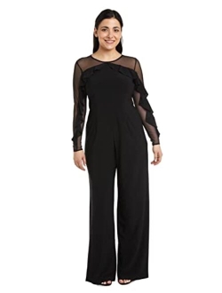 Women's Ruffled Illusion Sleeve Formal Jumpsuit