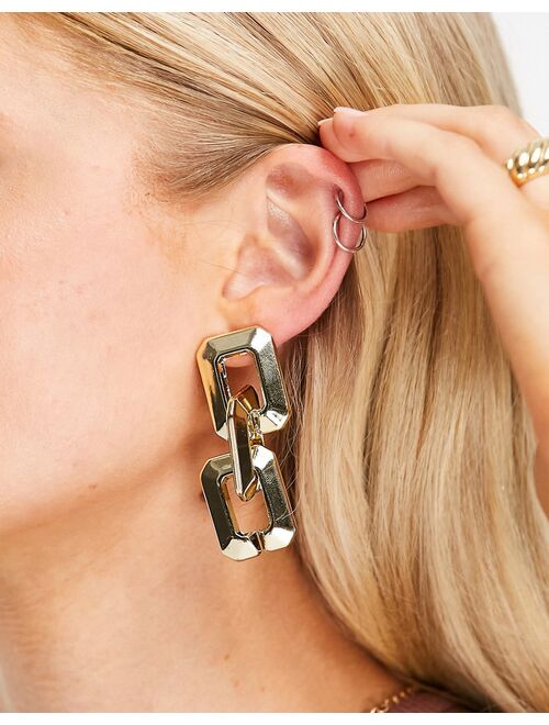 DesignB London link drop earrings in gold tone