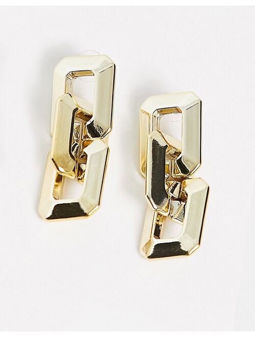 DesignB London link drop earrings in gold tone