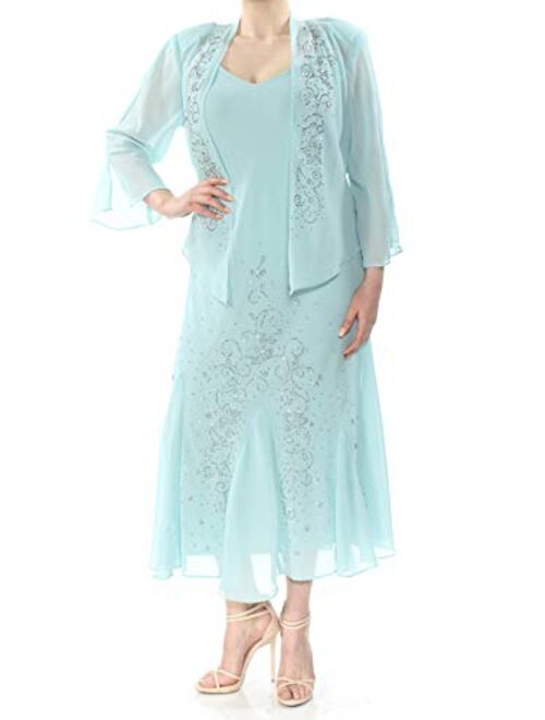 R&M Richards Women's One Size Beaded Chiffon Jacket Dress