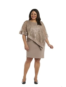 Women's Plus Size Short Laced Poncho Dress Large