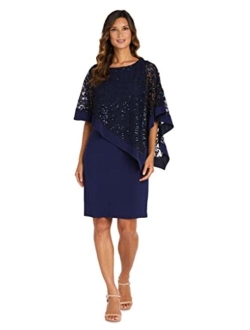 Women's Plus Size Short Laced Poncho Dress Large