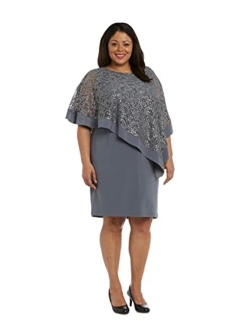 Women's Plus Size Short Laced Poncho Dress Large